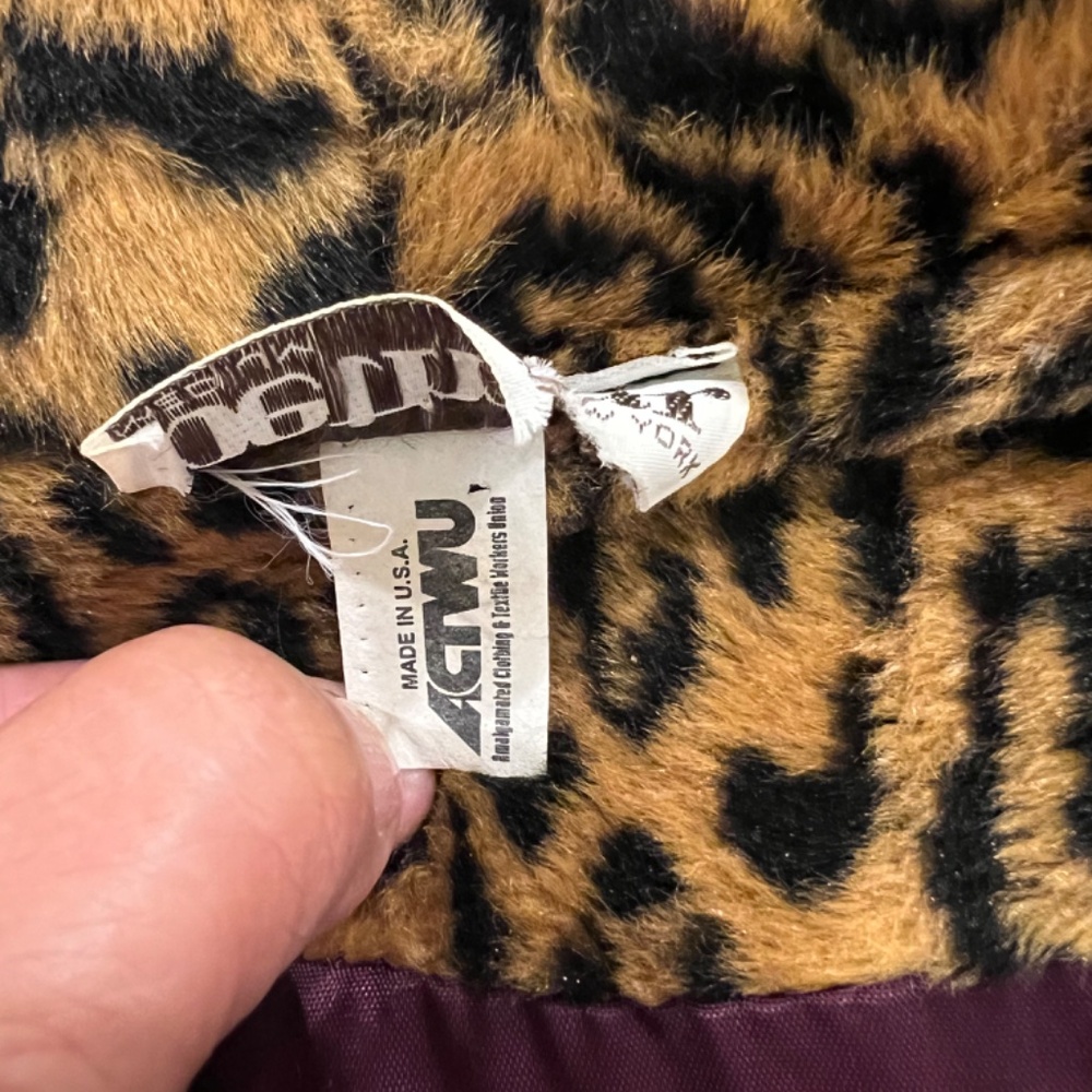 Betmar New York Coat Made In USA Vintage Faux Fur Animal Print Black--Size M - Picture 8 of 13